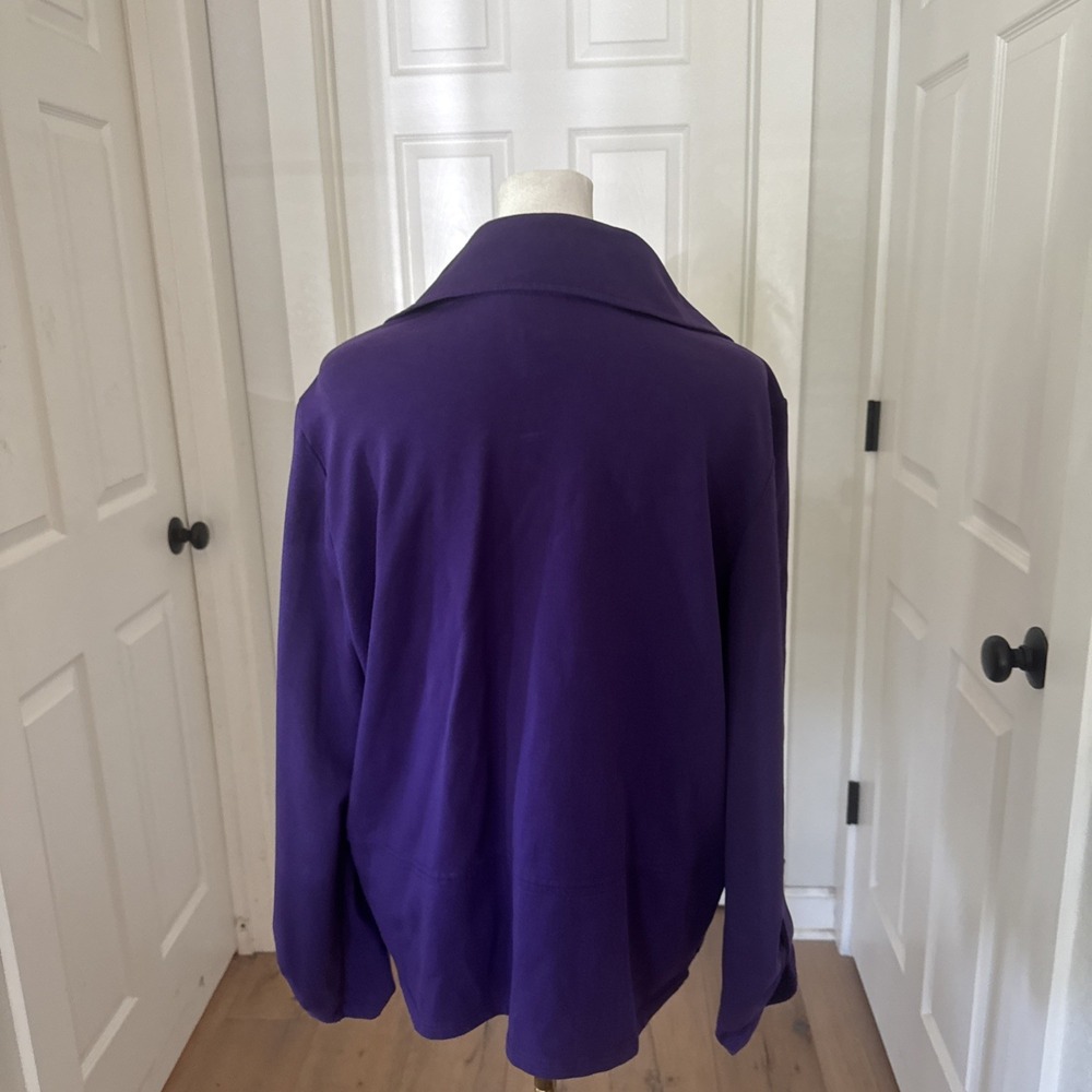 Ruby Rd Sz M Purple French Terry Button Jacket Top Casual Resort Comfy Stretchy - Picture 4 of 8